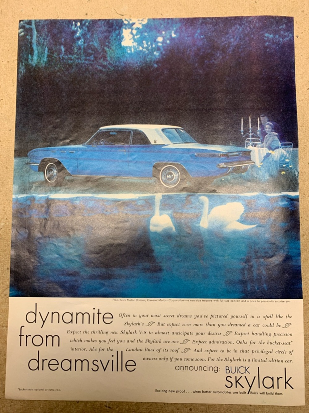 Vintage Life Magazine July 7, 1961 Buick Skylark Blue Automotive Advertisement